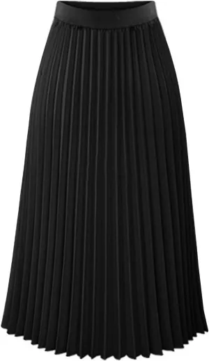 Long Pleated Skirts for Women High Waist Flowy Skirts Casual Summer Maxi Skirts Beach Vacation Skirts A Line Skirts