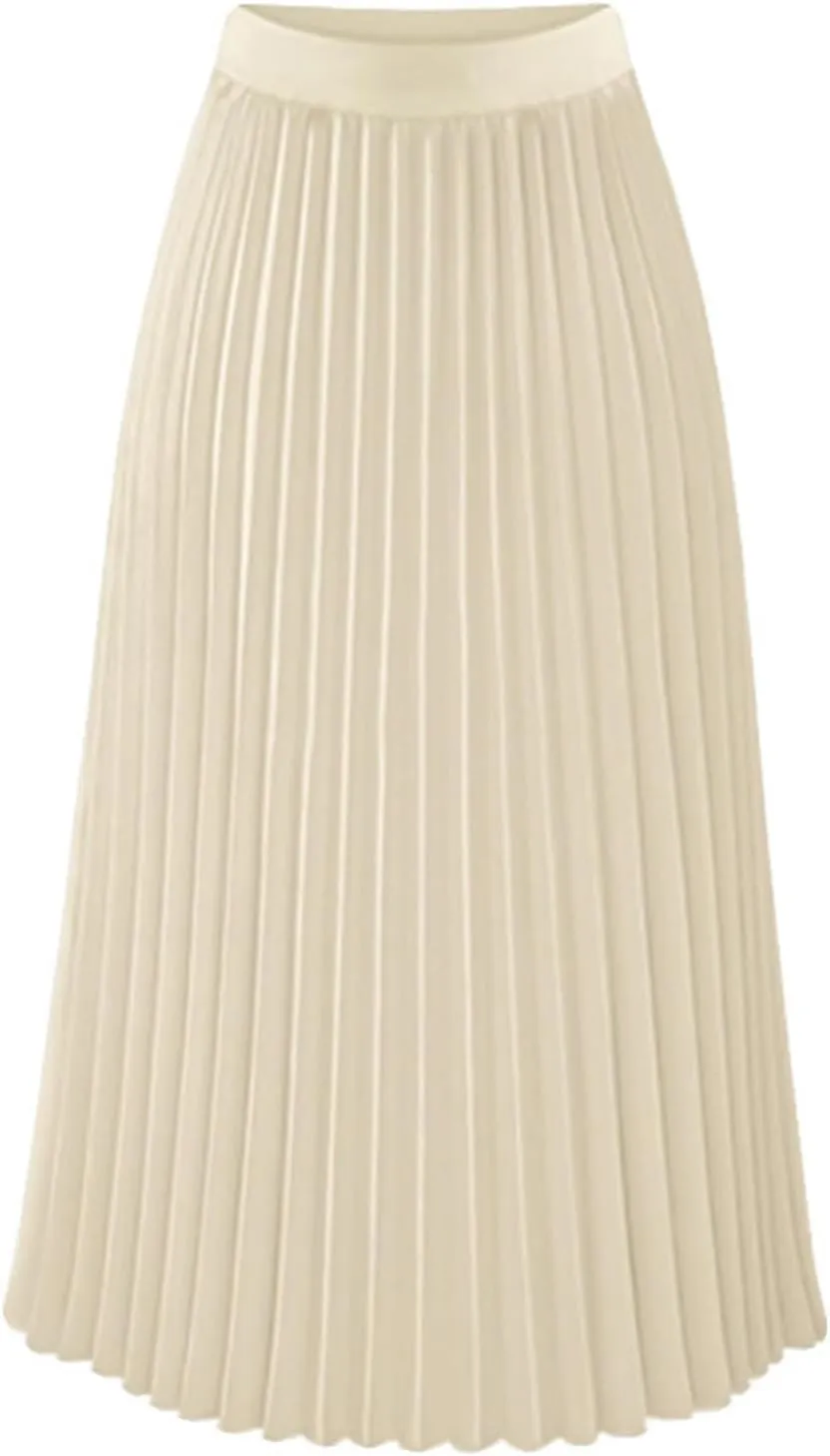 Long Pleated Skirts for Women High Waist Flowy Skirts Casual Summer Maxi Skirts Beach Vacation Skirts A Line Skirts