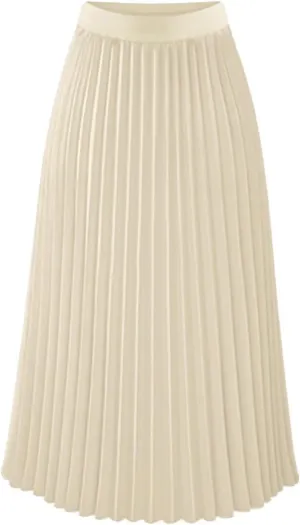 Long Pleated Skirts for Women High Waist Flowy Skirts Casual Summer Maxi Skirts Beach Vacation Skirts A Line Skirts