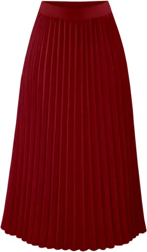 Long Pleated Skirts for Women High Waist Flowy Skirts Casual Summer Maxi Skirts Beach Vacation Skirts A Line Skirts
