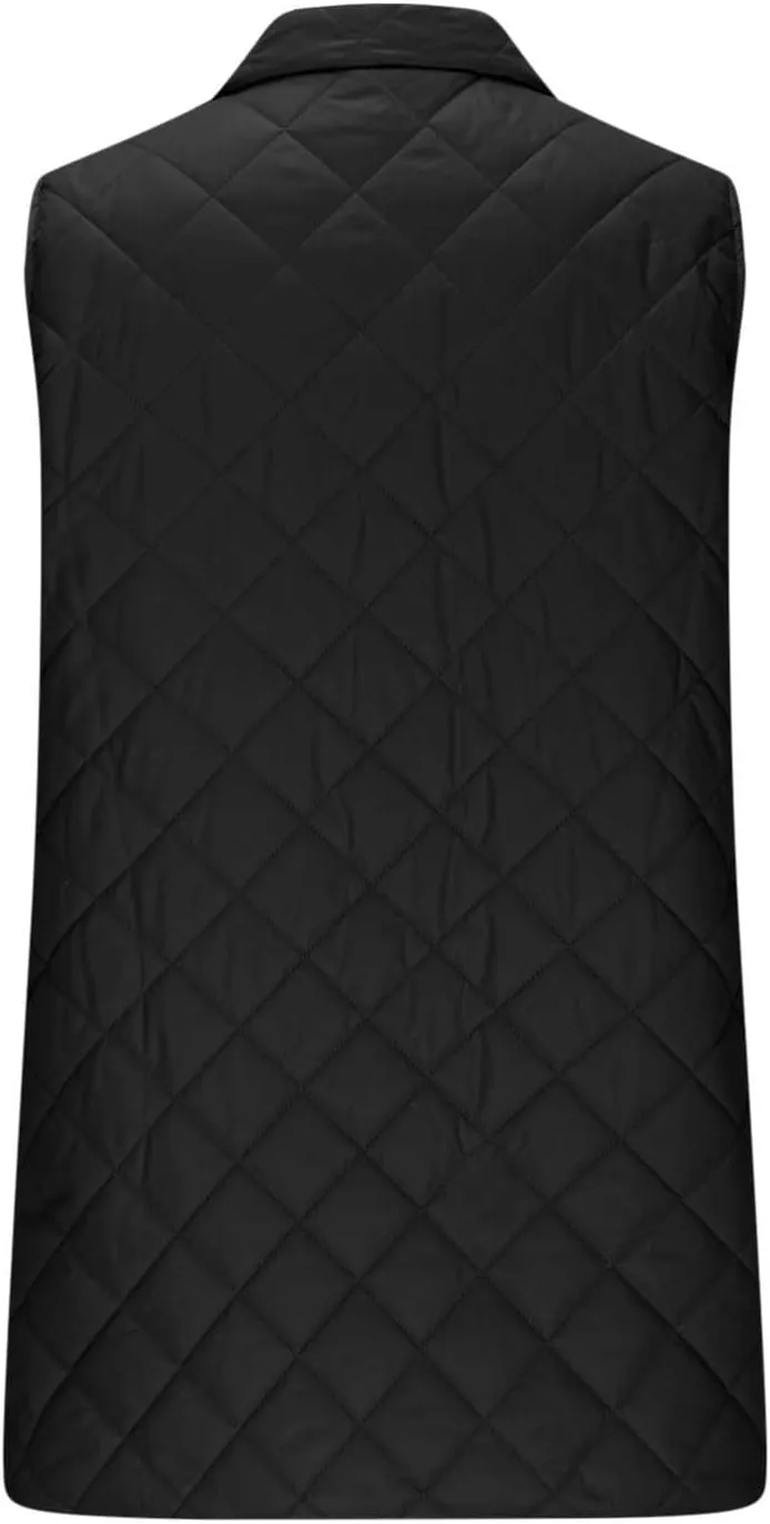 Long Puffer Vest Women Winter Quilted Coat Sleeveless Warm Jackets Zip Up Fluffy Vests Stand Collar Puffy Coats