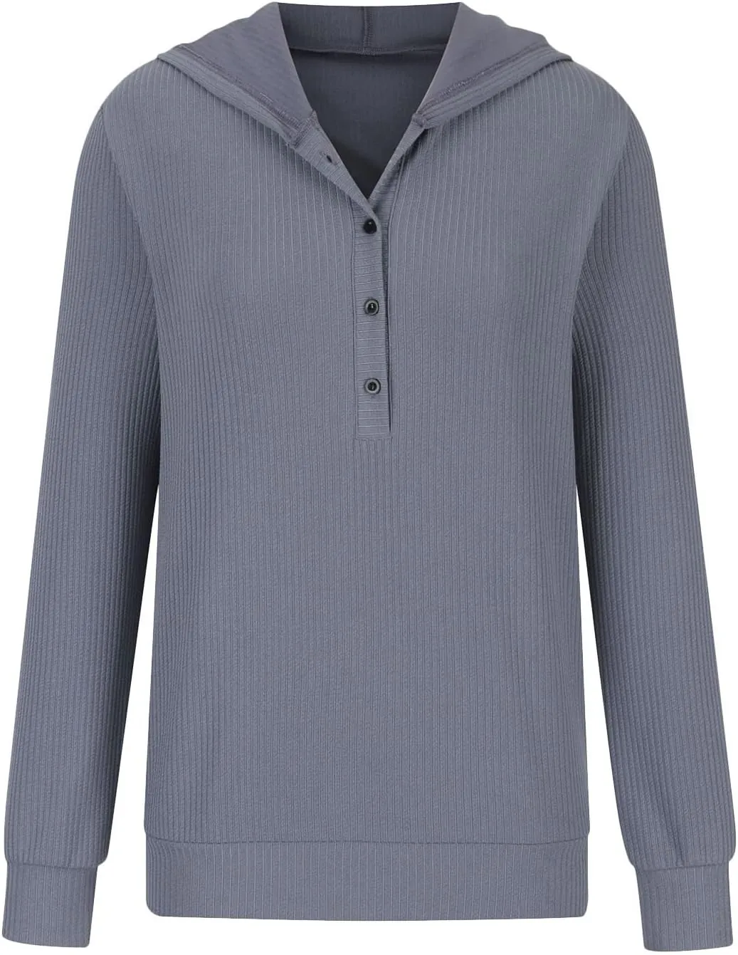 Long Sleeve Going Out Tops for Women Solid Button Hoodies Casual Comfy Fitted Sweat Shirts with Pockets