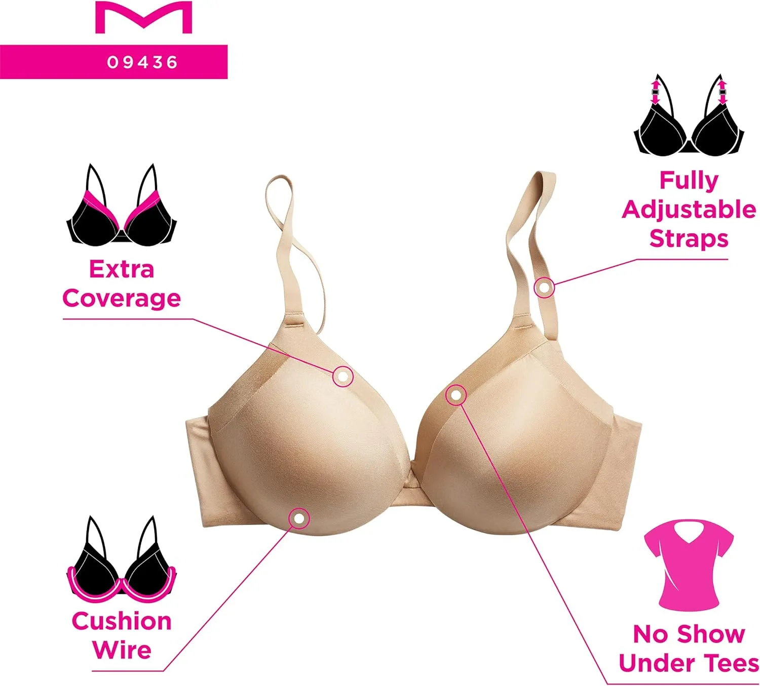 Maidenform Women's Everyday Full Coverage Cushioned Underwire Bra
