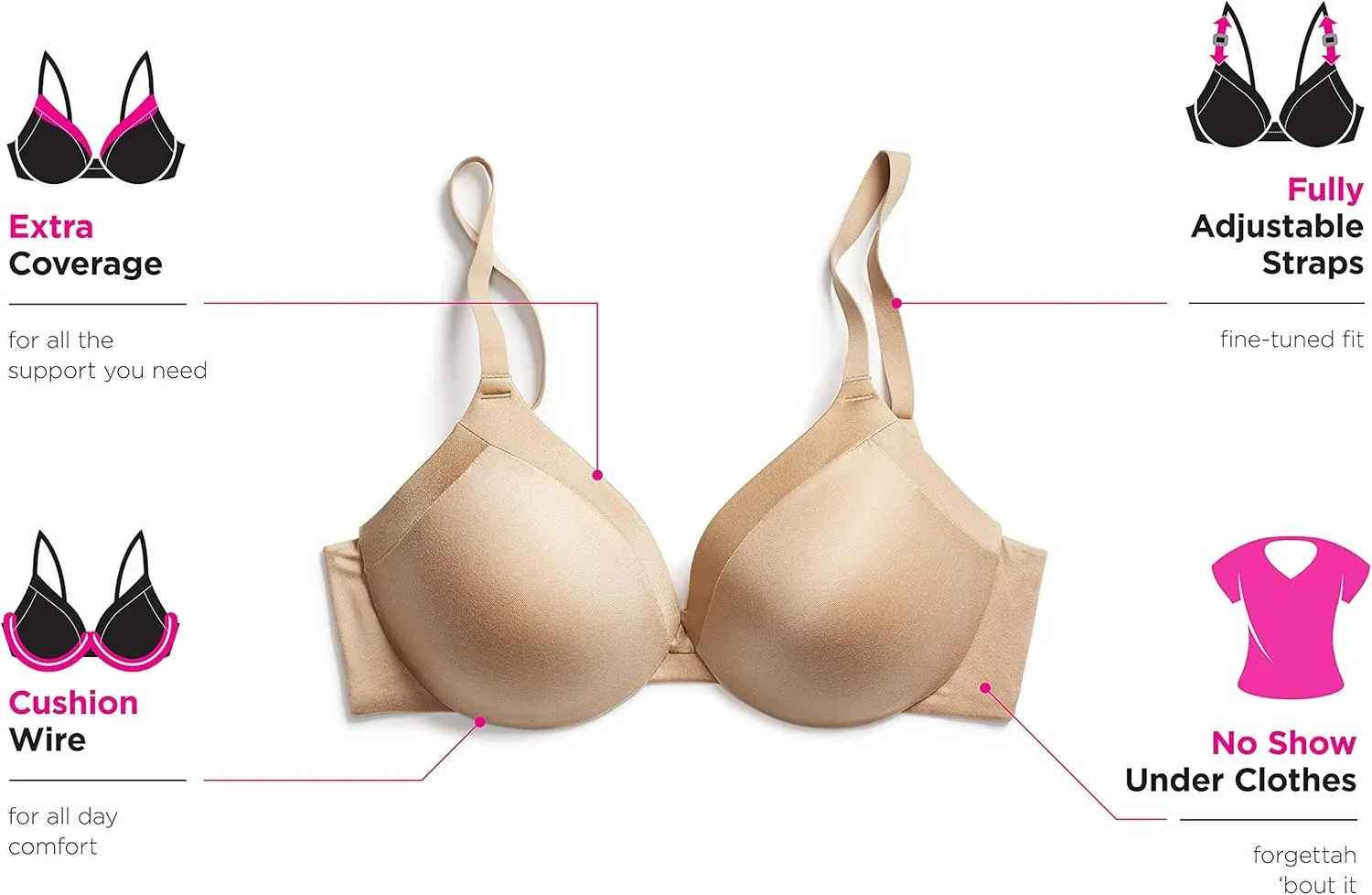 Maidenform Women's Everyday Full Coverage Cushioned Underwire Bra