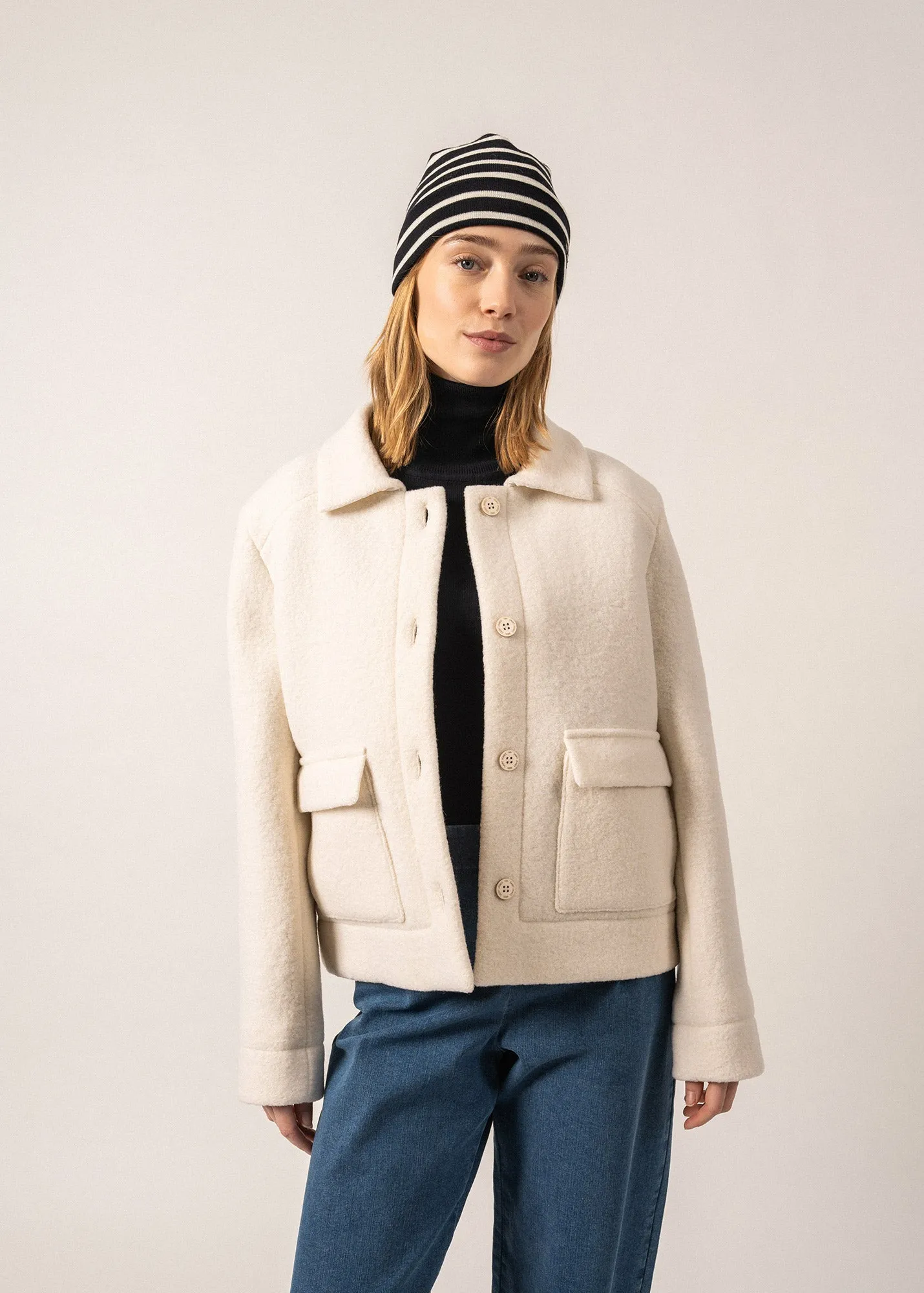 Mare Sailor Beanie - in soft wool (NAVY/ECUME)