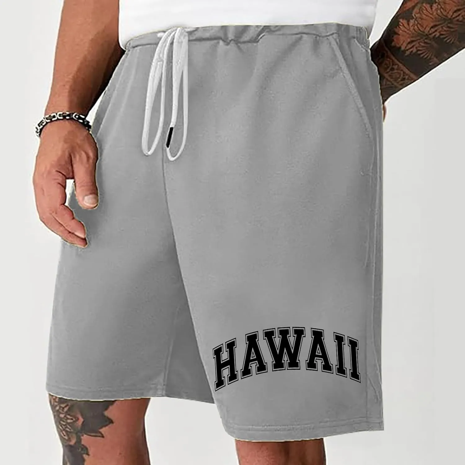 Men Cotton Shorts Resort Printed Shorts Elastic Waist Drawstring Style Holiday Beach Pants Shorts for Men Beach