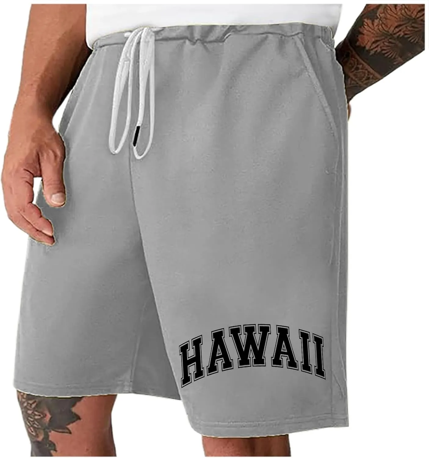 Men Cotton Shorts Resort Printed Shorts Elastic Waist Drawstring Style Holiday Beach Pants Shorts for Men Beach
