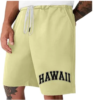 Men Cotton Shorts Resort Printed Shorts Elastic Waist Drawstring Style Holiday Beach Pants Shorts for Men Beach