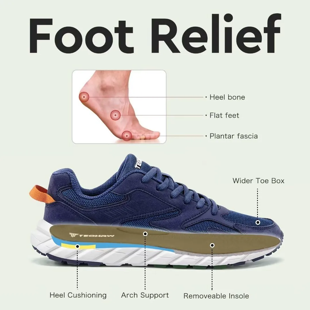 Men Extra Wide Width Sneakers Comfort Walking Shoes Relieve Foot Pain Wide Toe Box with Arch Support