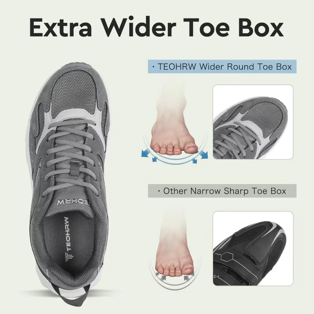 Men Extra Wide Width Sneakers Comfort Walking Shoes Relieve Foot Pain Wide Toe Box with Arch Support