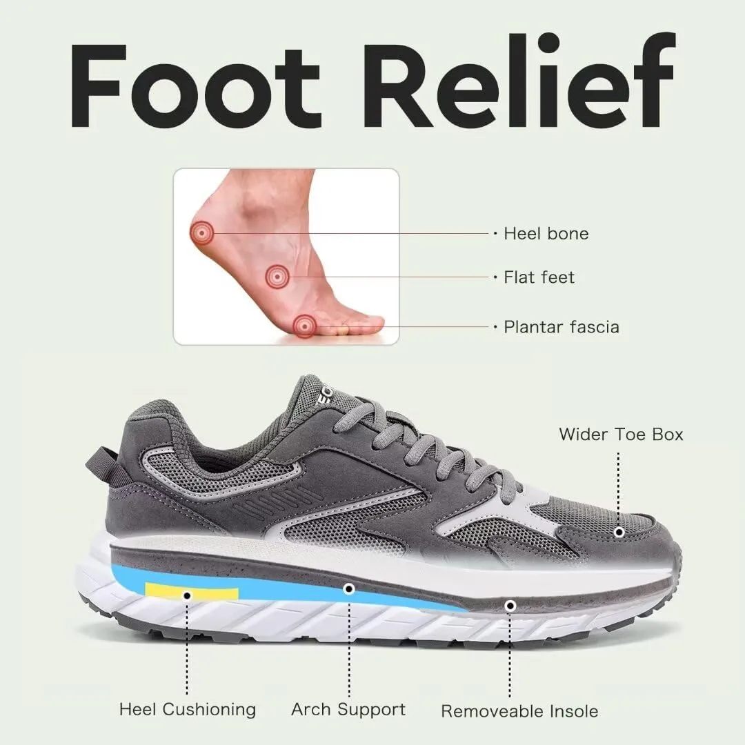 Men Extra Wide Width Sneakers Comfort Walking Shoes Relieve Foot Pain Wide Toe Box with Arch Support