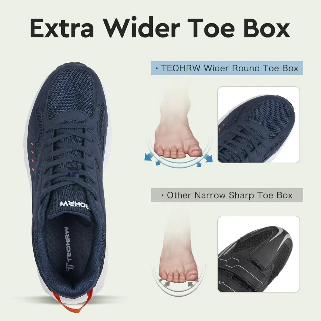 Men Extra Wide Width Sneakers Comfort Walking Shoes Relieve Foot Pain Wide Toe Box with Arch Support