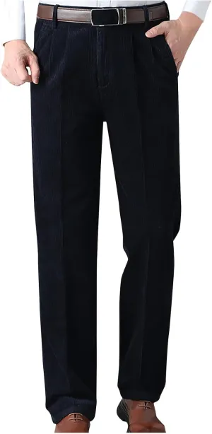 Men/Boys Office Wear Formal Smart Work Trousers Corduroy Trouser Casual Straight Leg Pants Solid Color Trouser
