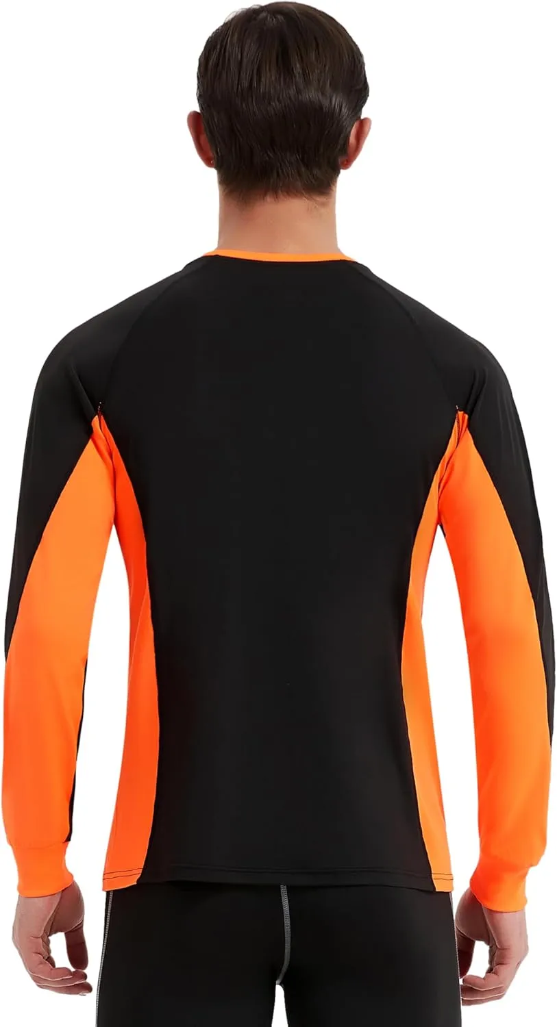 Men's 2-Tone Side Blocked Long Sleeve Crew Neck Slim Fit Active Stretch Shirt