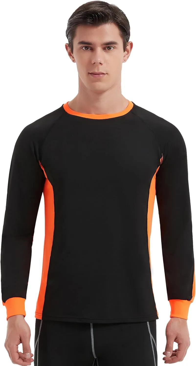 Men's 2-Tone Side Blocked Long Sleeve Crew Neck Slim Fit Active Stretch Shirt