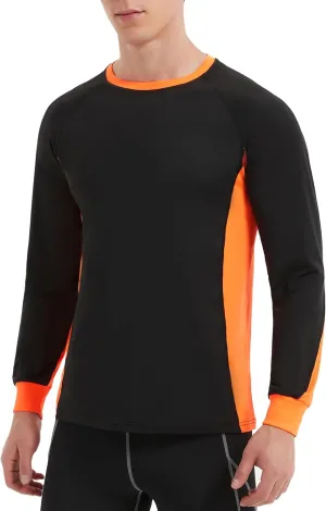 Men's 2-Tone Side Blocked Long Sleeve Crew Neck Slim Fit Active Stretch Shirt