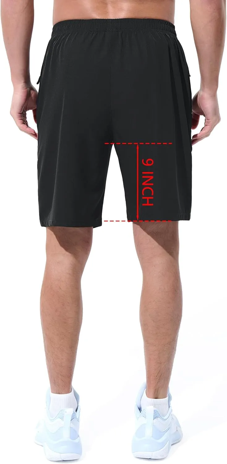 Mens Athletic Shorts Running Shorts Quick Dry Workout Shorts 7"/ 9" Lightweight Gym Basketball Shorts Zipper Pockets