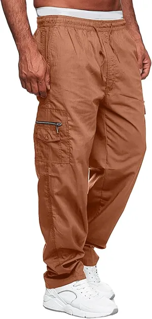 Men's Cargo Pants Elastic Waistband Chino Slim Skinny Cargos Men Men's Cargo Pants Casual Trousers Tracksuit Trousers