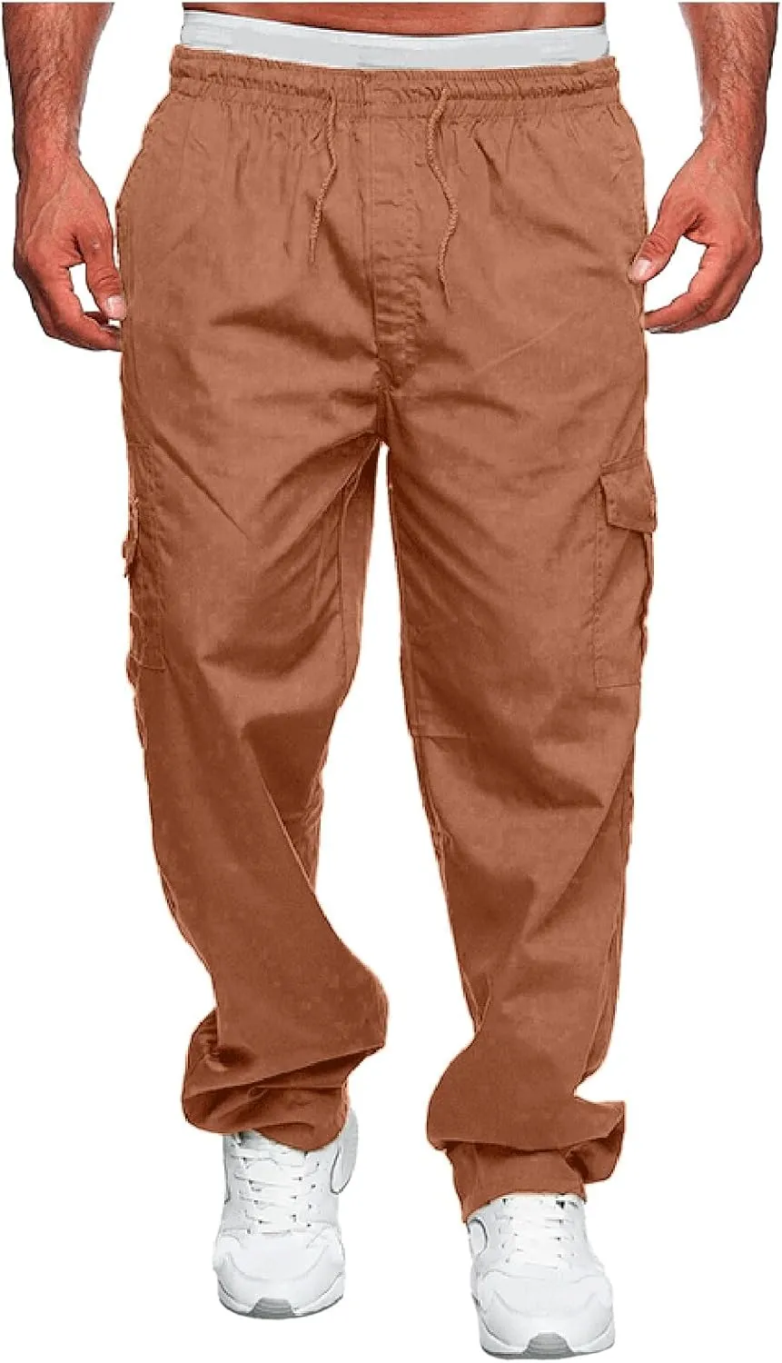 Men's Cargo Pants Elastic Waistband Chino Slim Skinny Cargos Men Men's Cargo Pants Casual Trousers Tracksuit Trousers