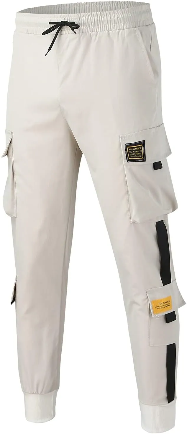 Men's Cargo Pants Elastic Waistband Chino Slim Skinny Gym Joggers Men's Cargo Pants Cotton Work Trousers Men Trousers