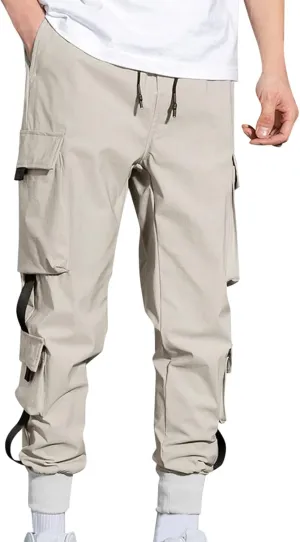 Men's Cargo Pants Elastic Waistband Chino Slim Skinny Gym Joggers Men's Cargo Pants Cotton Work Trousers Men Trousers