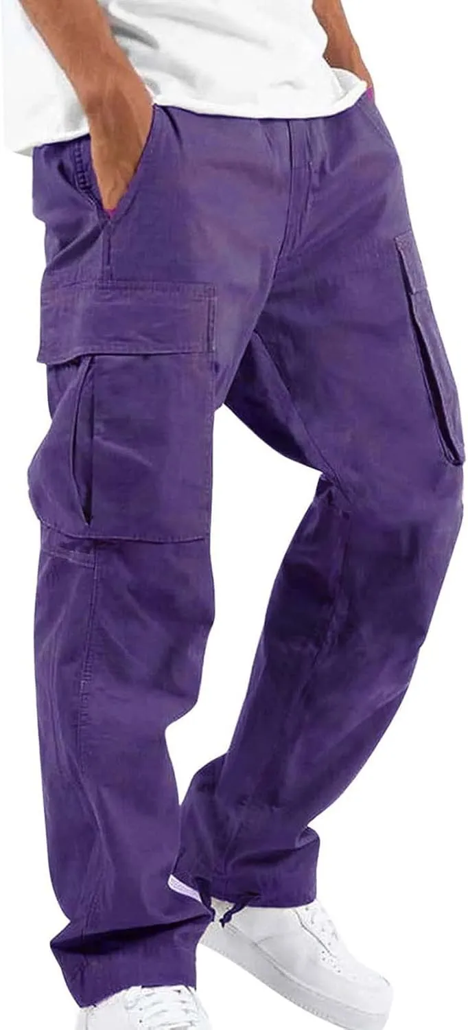 Men's Cargo Pants Sports Jogging Trousers Pockets Belt Men Pants Men's Cargo Pants Casual Sports Slim Trousers with