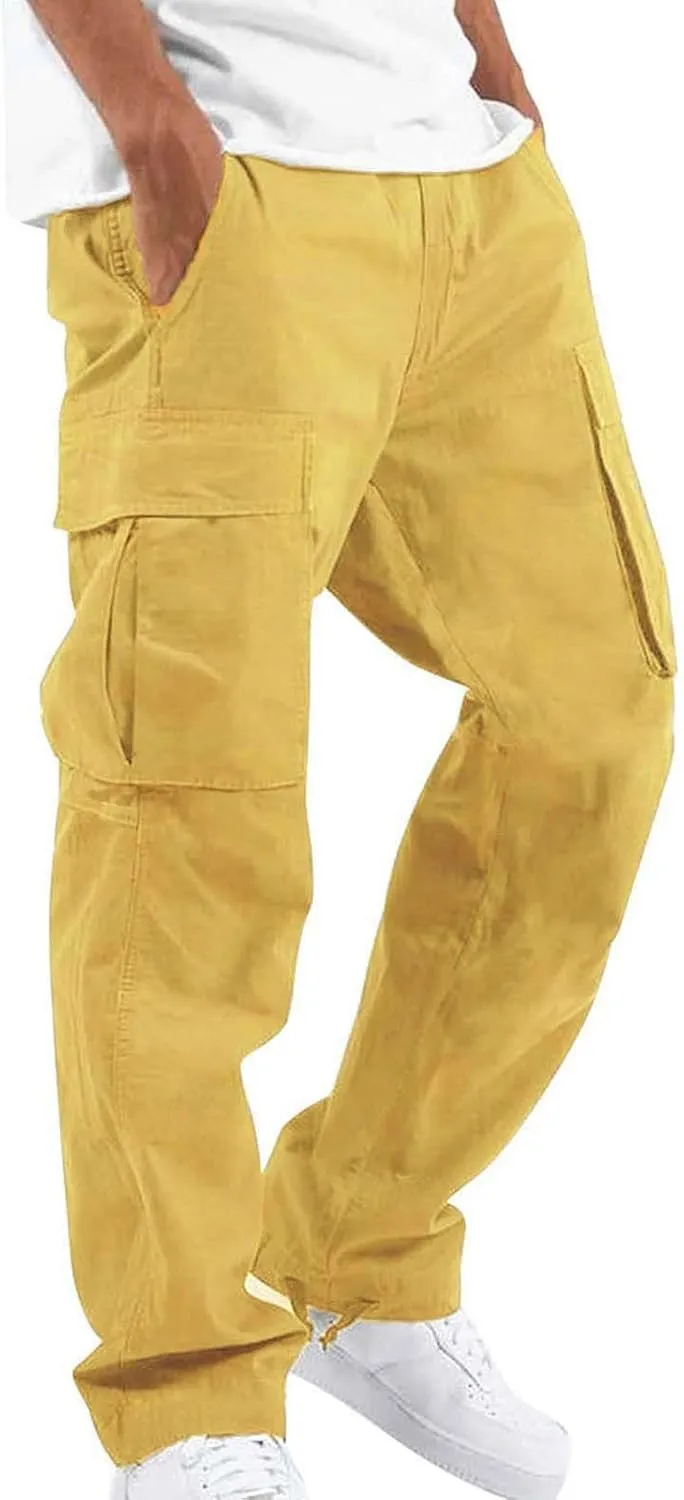 Men's Cargo Pants Sports Jogging Trousers Pockets Belt Men Pants Men's Cargo Pants Casual Sports Slim Trousers with