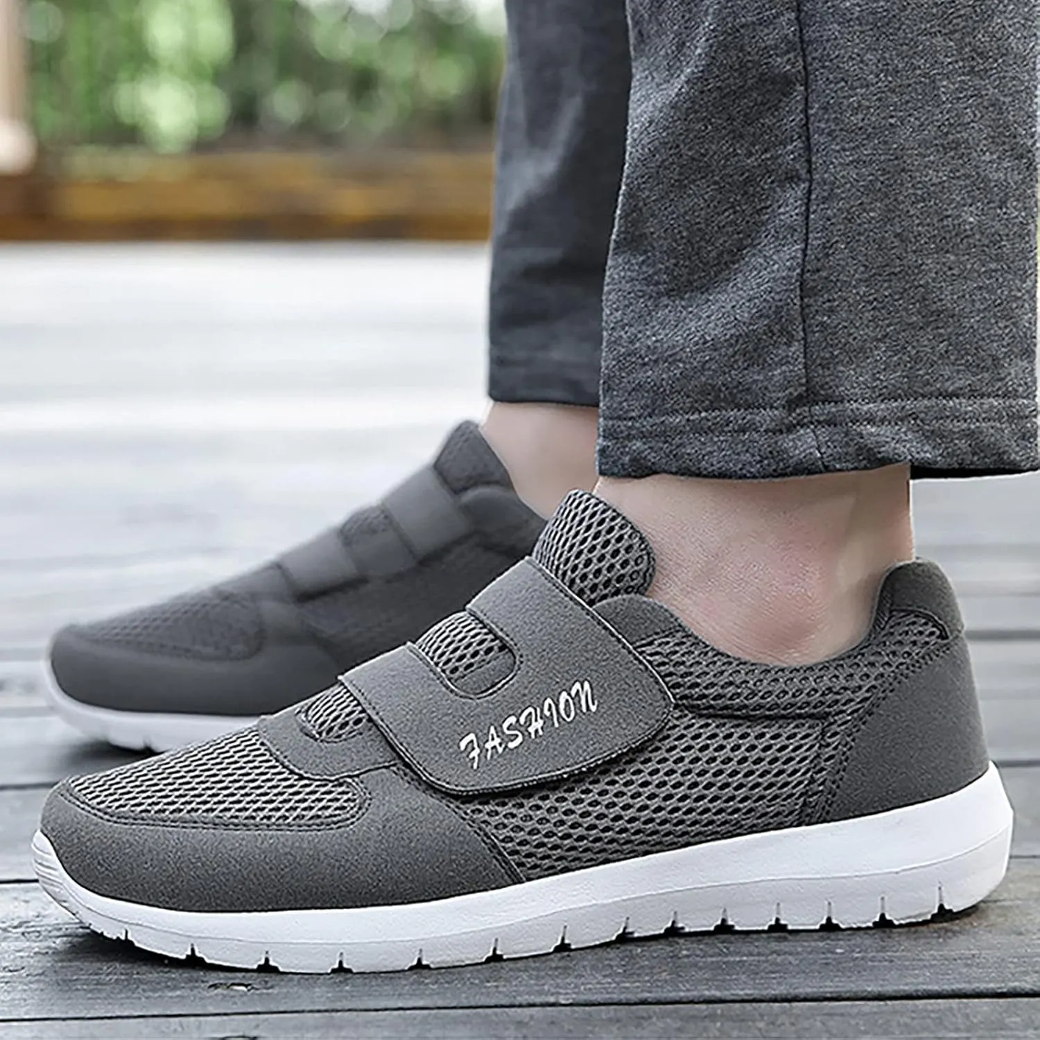 Men's Casual Walking Shoes Wide Width Workout Shoes Adjustable Fashion Sneakers Non-slip Flats Orthopedic Shoes