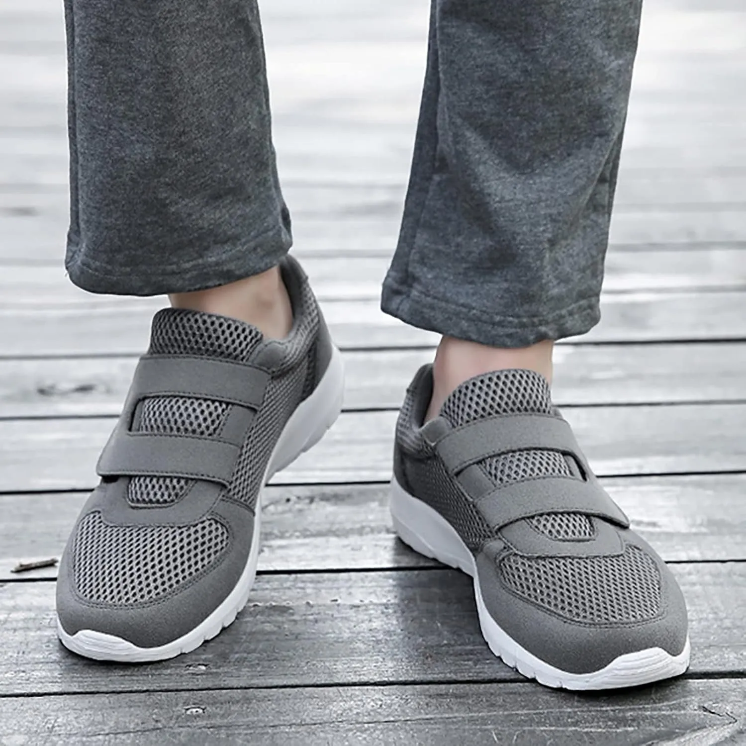 Men's Casual Walking Shoes Wide Width Workout Shoes Adjustable Fashion Sneakers Non-slip Flats Orthopedic Shoes
