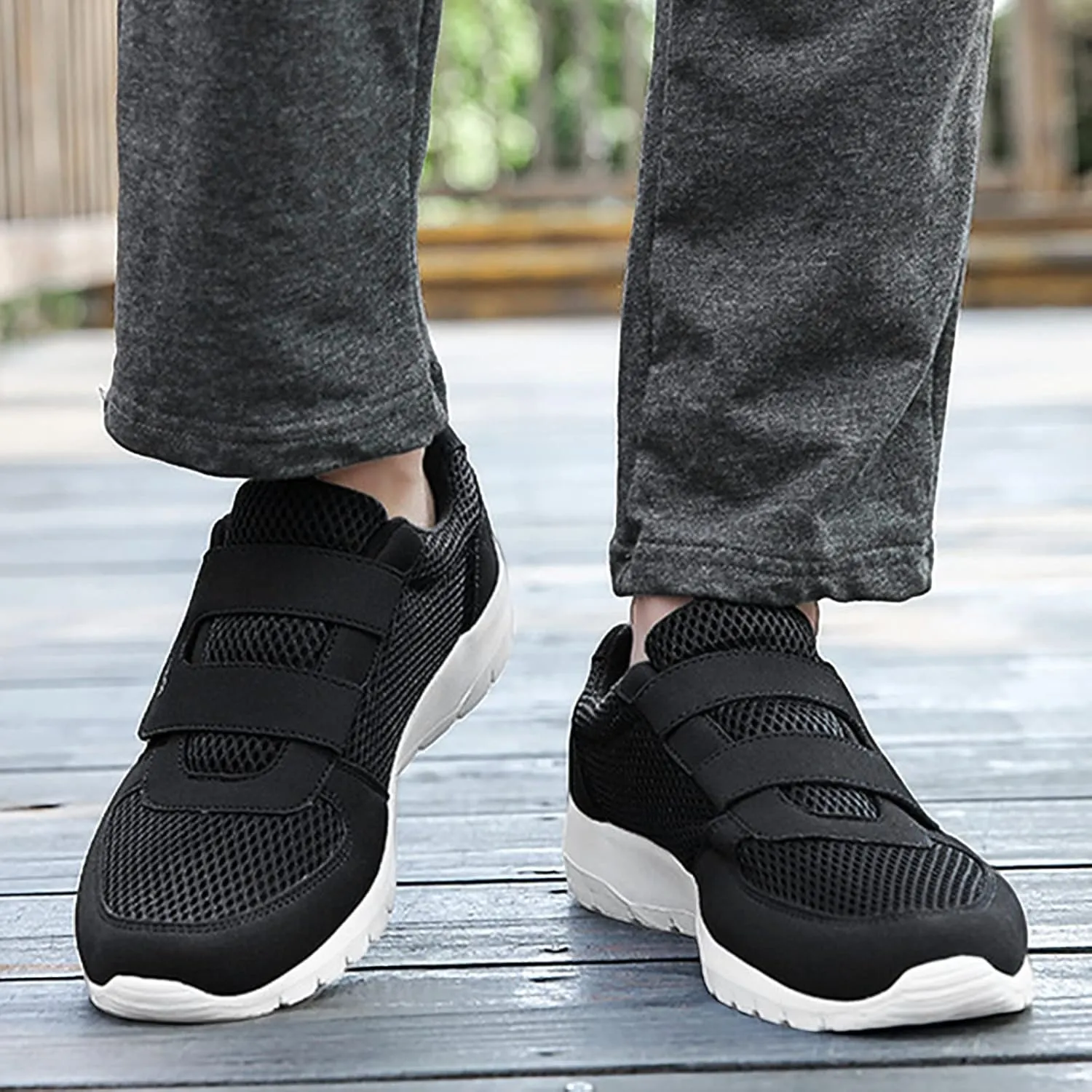 Men's Casual Walking Shoes Wide Width Workout Shoes Adjustable Fashion Sneakers Non-slip Flats Orthopedic Shoes