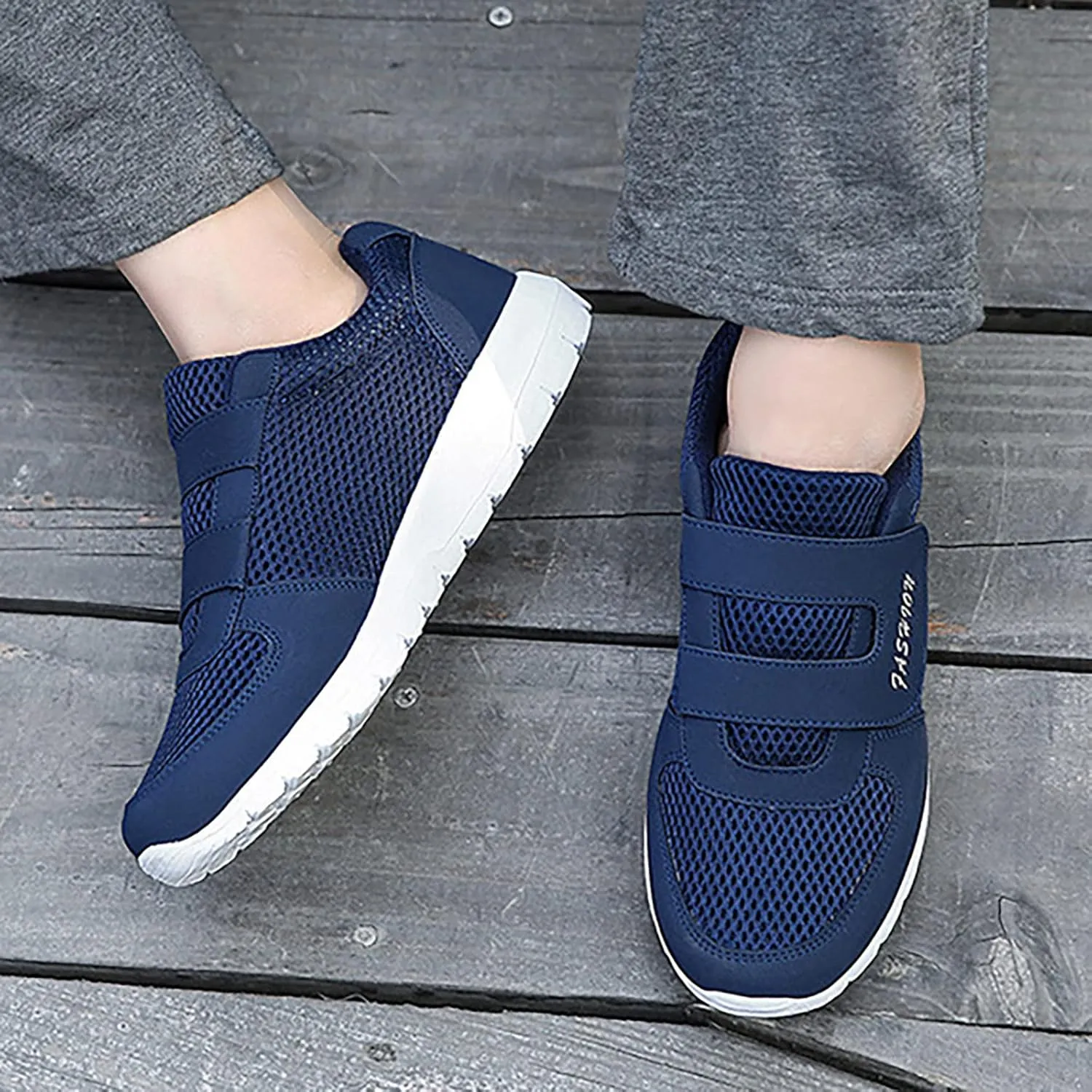 Men's Casual Walking Shoes Wide Width Workout Shoes Adjustable Fashion Sneakers Non-slip Flats Orthopedic Shoes