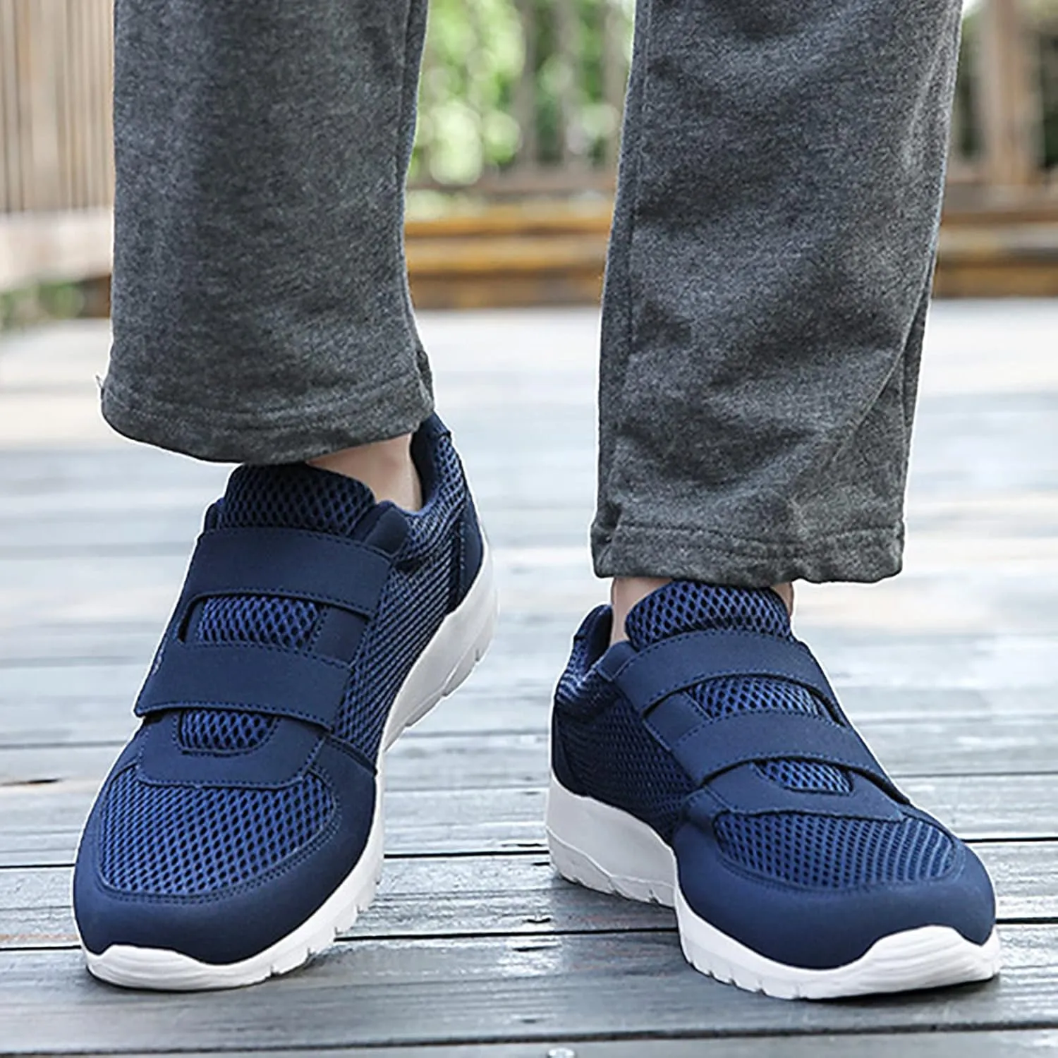 Men's Casual Walking Shoes Wide Width Workout Shoes Adjustable Fashion Sneakers Non-slip Flats Orthopedic Shoes