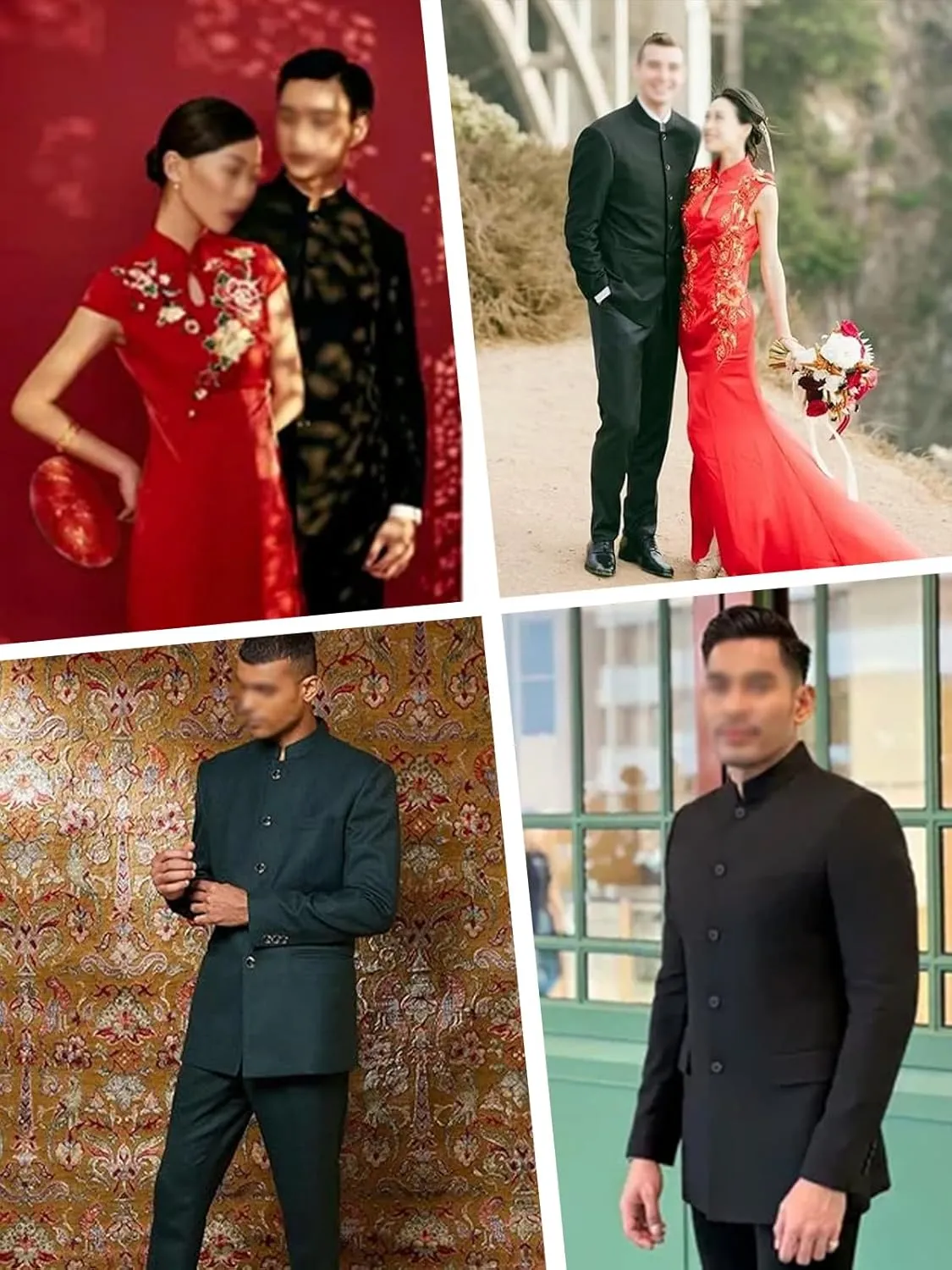 Men's Chinese Tunic Suits Stand Collar Jacket Slim Fit Suits Traditional Uniform Blazer