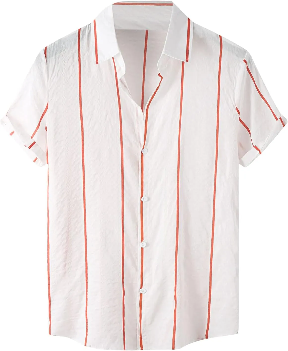 Men's Cotton Linen Shirts Striped Short Sleeve Lapel Shirts Casual Loose Fit Shirts 2025 Summer Beach Shirts Trendy