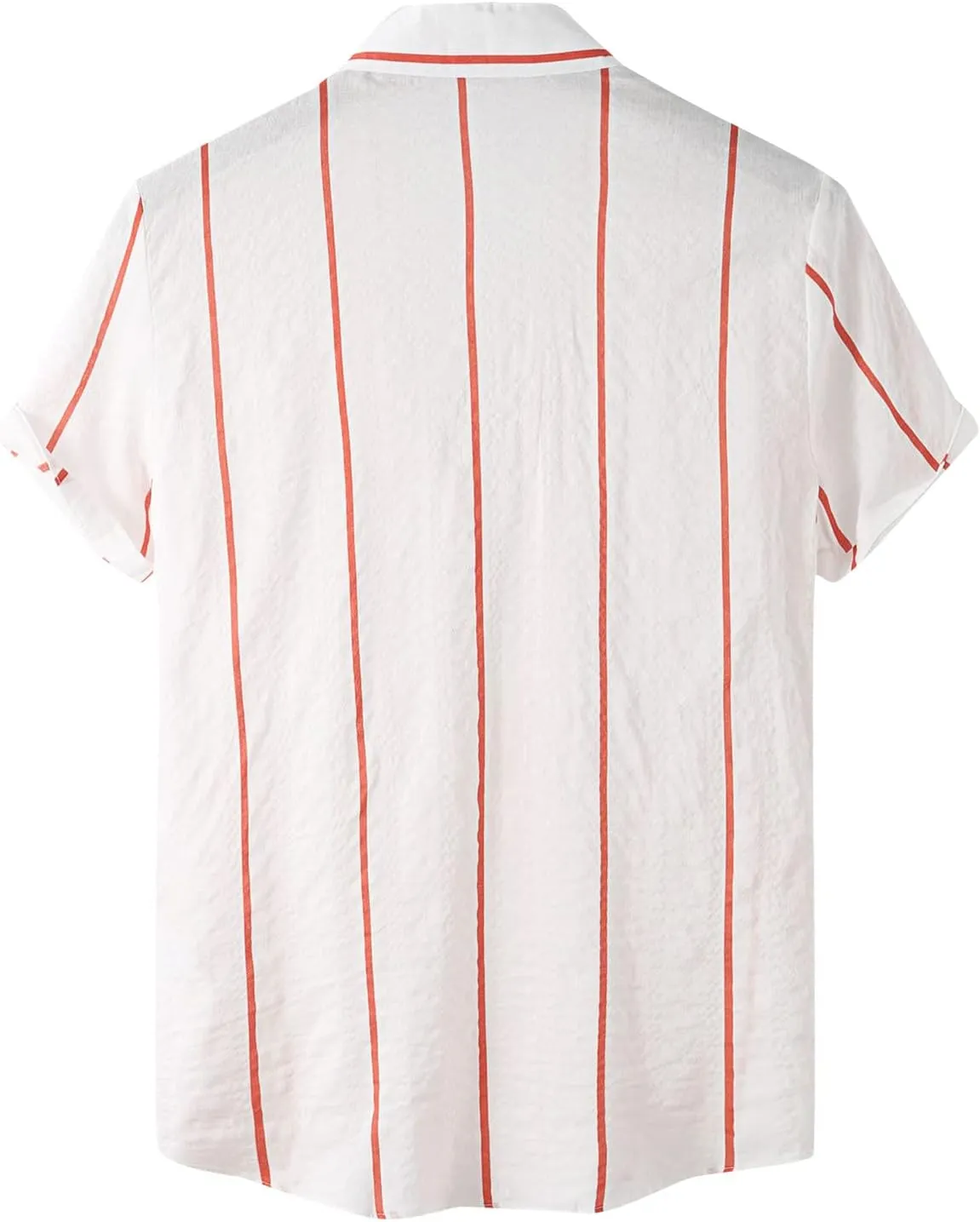 Men's Cotton Linen Shirts Striped Short Sleeve Lapel Shirts Casual Loose Fit Shirts 2025 Summer Beach Shirts Trendy