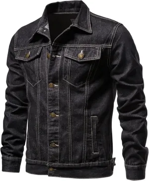 Men's Denim Jackets Solid Classic Multi-Pocket Loose Casual Trendy Jackets