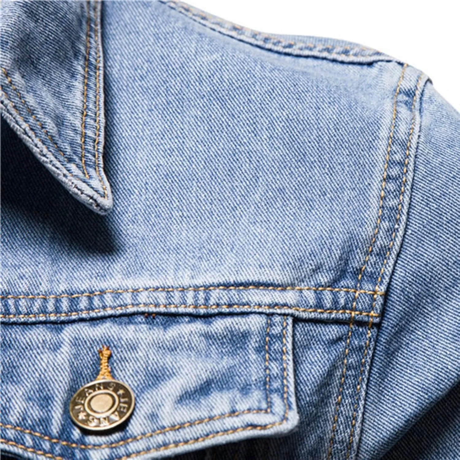 Men's Denim Jackets Solid Classic Multi-Pocket Loose Casual Trendy Jackets