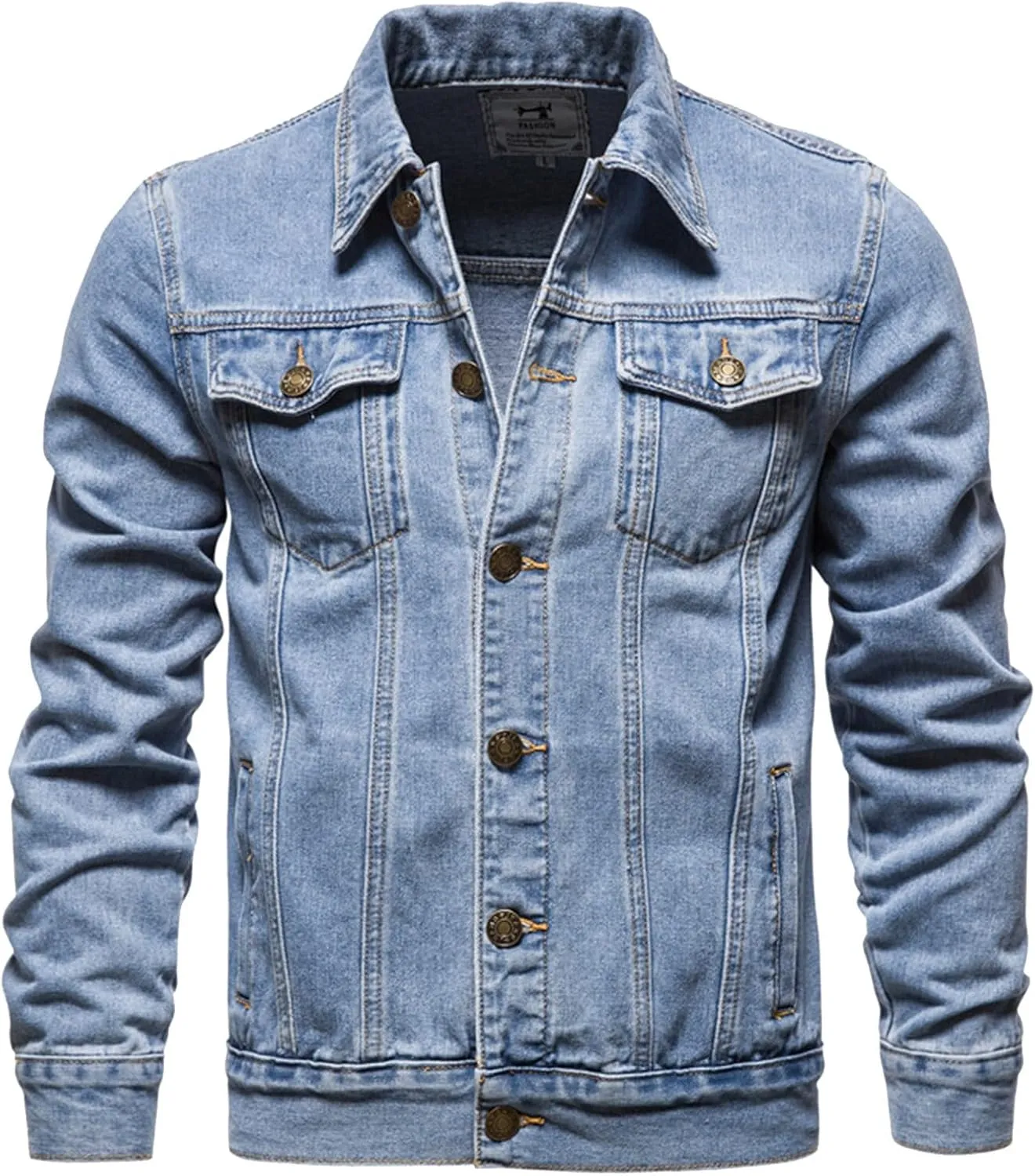 Men's Denim Jackets Solid Classic Multi-Pocket Loose Casual Trendy Jackets
