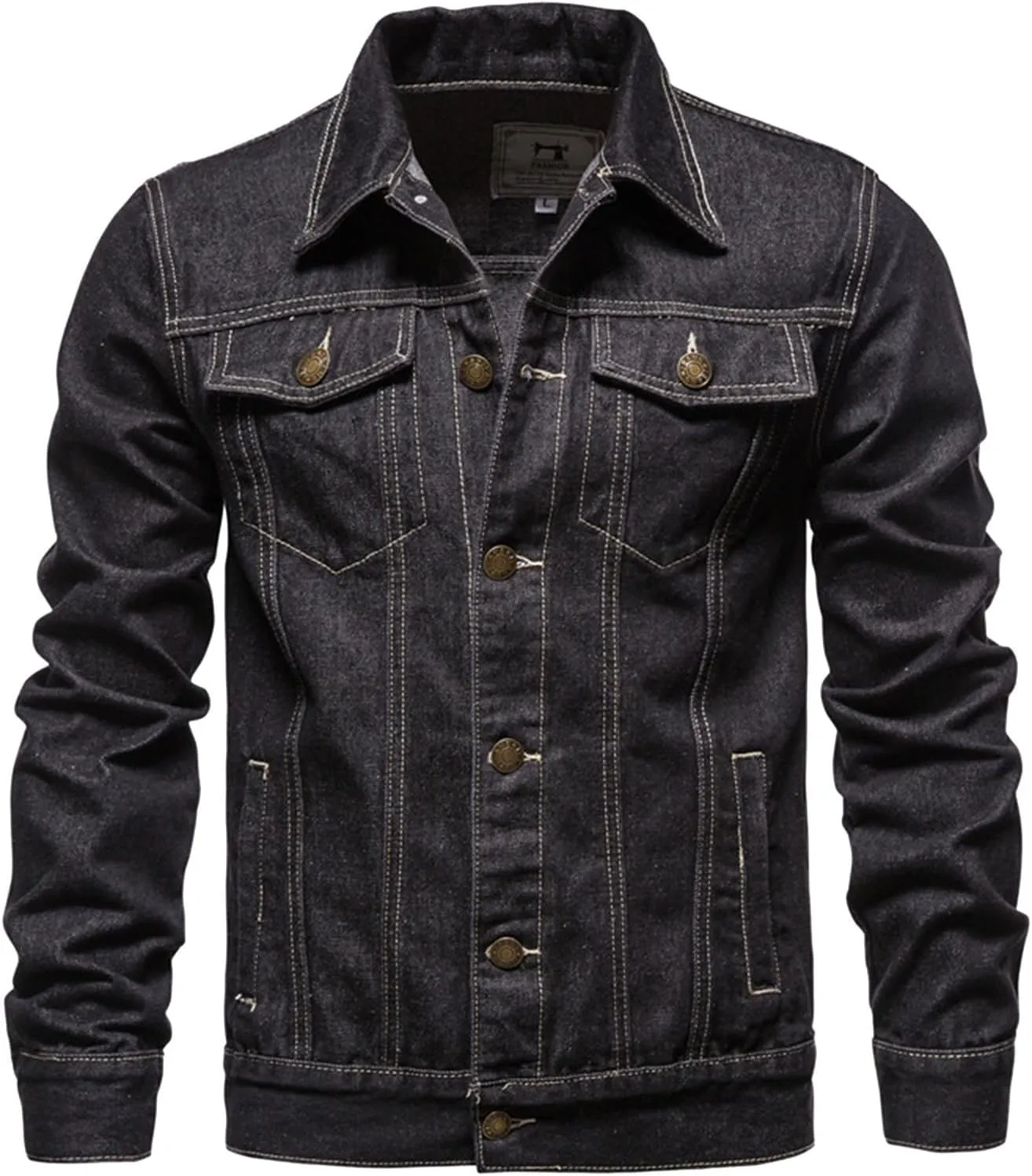Men's Denim Jackets Solid Classic Multi-Pocket Loose Casual Trendy Jackets