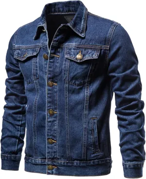 Men's Denim Jackets Solid Classic Multi-Pocket Loose Casual Trendy Jackets