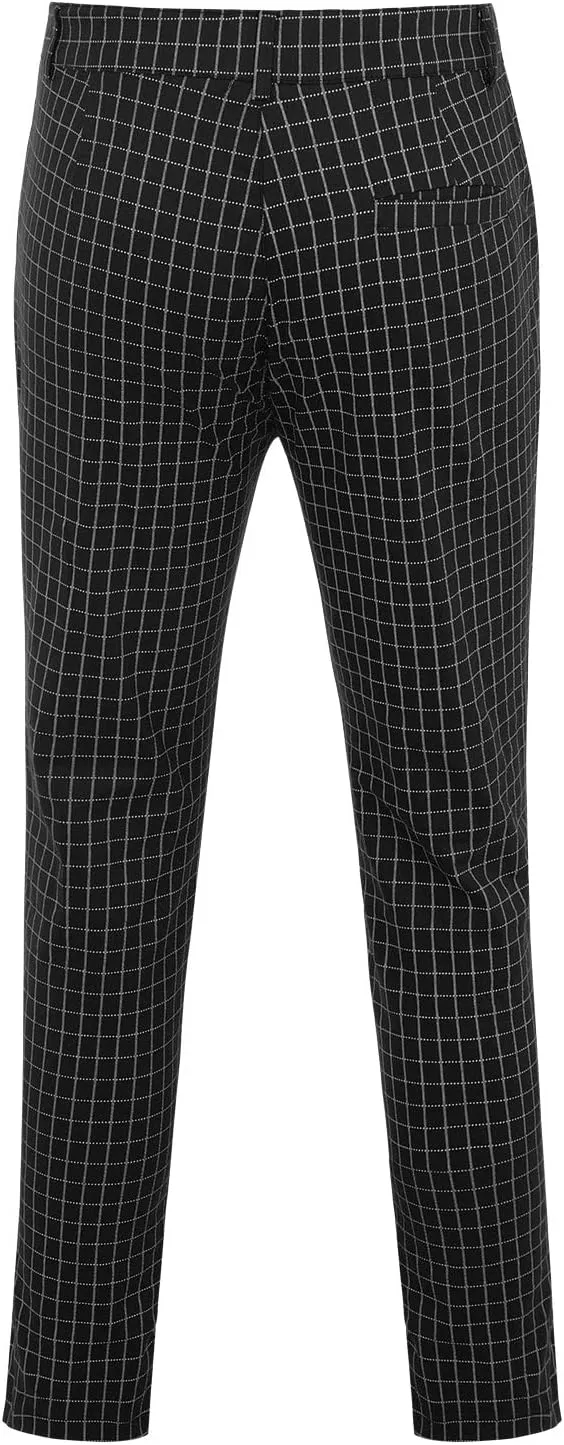 Mens Dress Pants, Men's Fashion Stretch Dress Pants Slim Fit Plaid Business Skinny Long Pants Casual Dress Pants