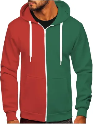 Men's Fall Outfits Hoodies Basic Zip Up Hoodie Long Sleeve Sweatshirts Classic Jacket Print Pullover Casual, M-6XL