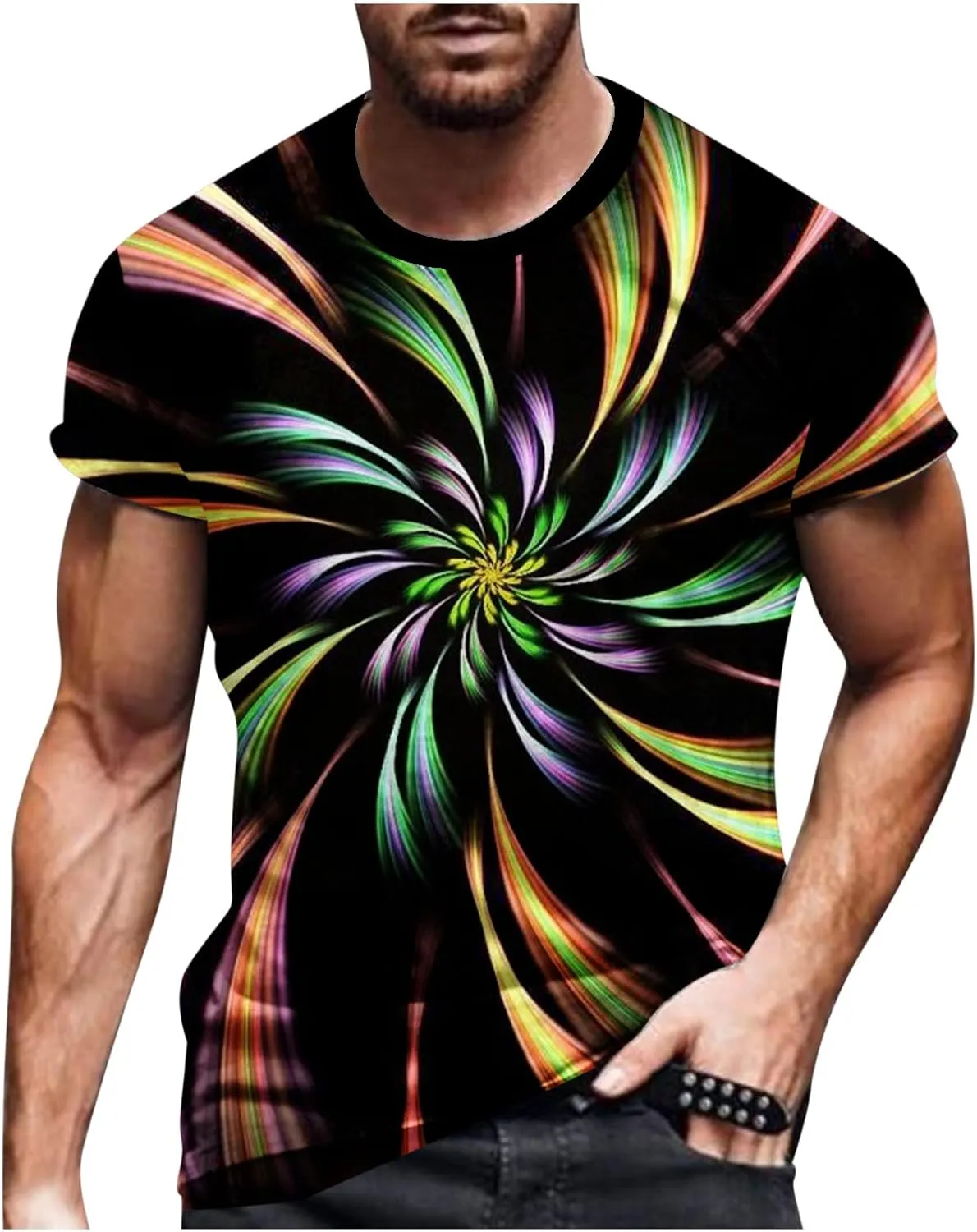 Mens Fashion 3D Print T-Shirts 2023 Casual Summer Tops Funny Graphics Pattern Crewneck Short Sleeve Tees for Men