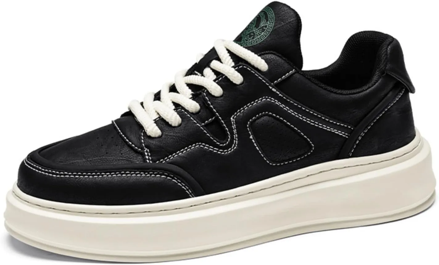 Mens Fashion Lace-Up Platform Sneakers Round Toe Low-Top Non Slip Casual Chunky Shoes for Gym Sports Tennis Jogging Running Walking