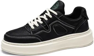 Mens Fashion Lace-Up Platform Sneakers Round Toe Low-Top Non Slip Casual Chunky Shoes for Gym Sports Tennis Jogging Running Walking