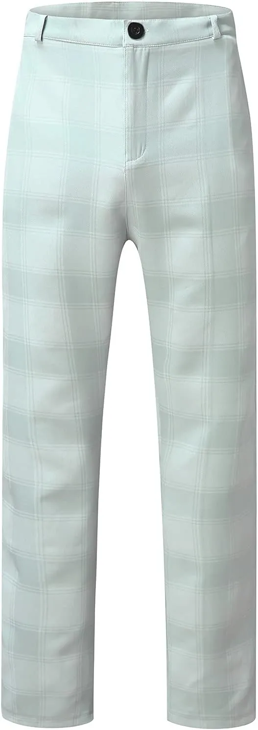Men's Fashion Stretch Dress Pants Chinos Slim Fit Plaid Pants Business Suit Pants Casual Golf Stretch Dress Pants