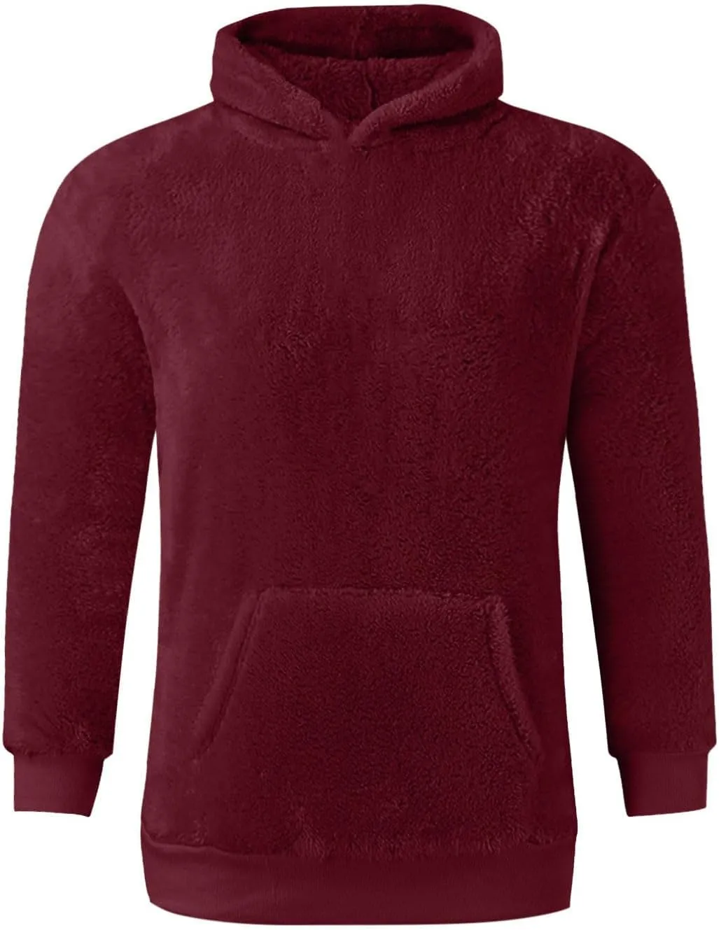 Mens Fuzzy Sherpa Hoodie Plus Size Pullover Fleece Sweatshirts Cozy Soft Thick Warm Winter Fluffy Outerwear
