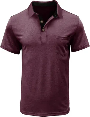 Men's Golf Shirts Moisture Wicking Polo Shirt Classic Solid Bowling Tees Short-Sleeve Casual Basic Shirt for Men