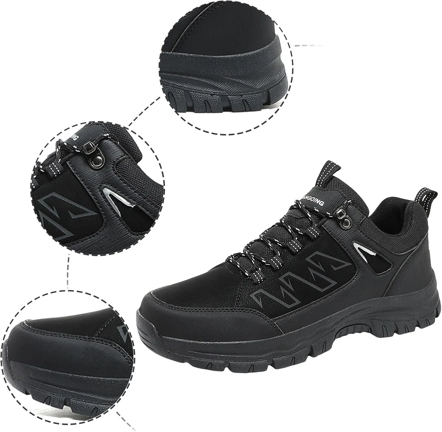 Men's Hiking Shoes Non-Slip Comfortable Walking Shoes Breathable Trial Trekking Sneakers Lightweight Work Shoes