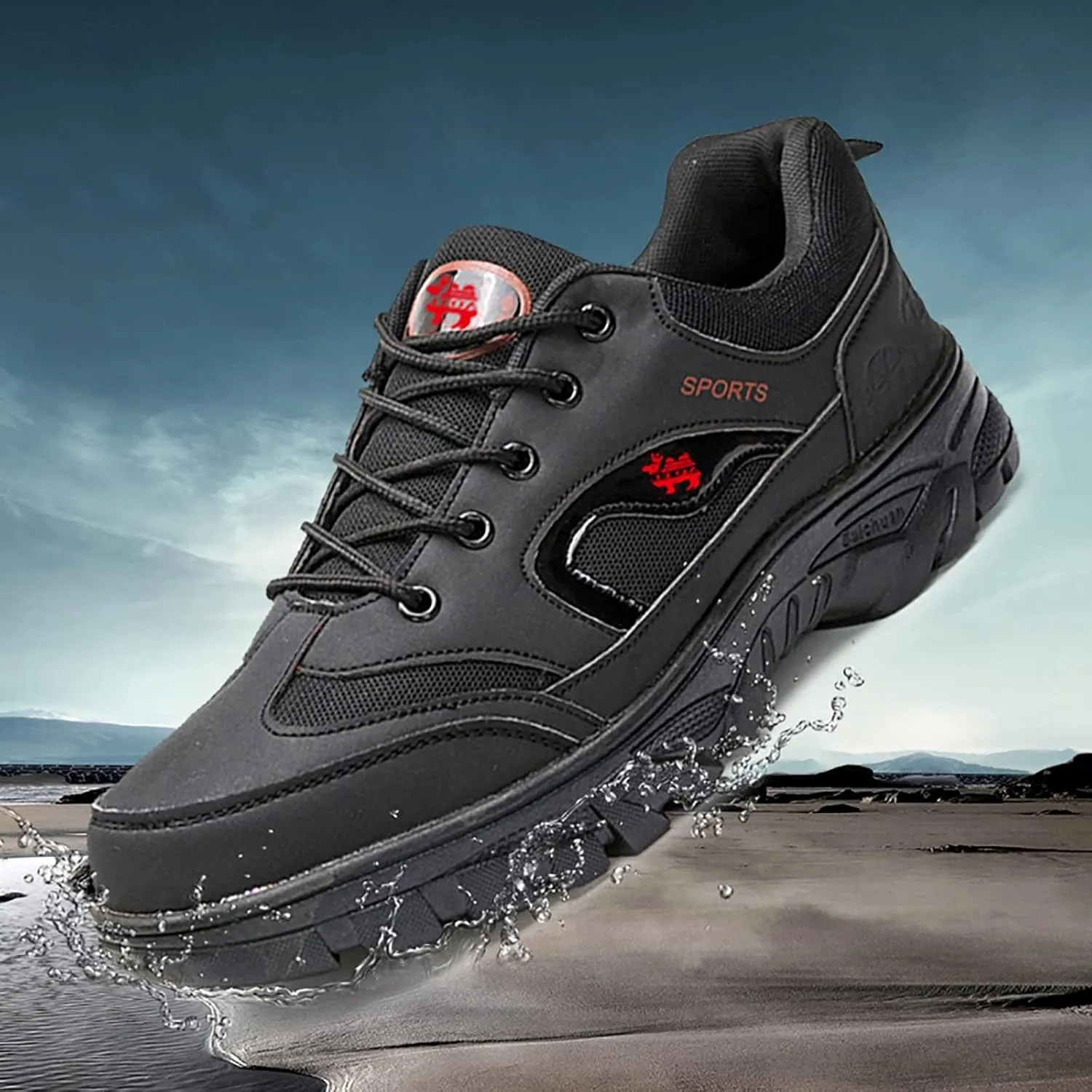 Mens Hiking Shoes Outdoor Walking Shoes Breathable Trekking Trails Shoes Low Top Sneakers Lightweight Walking Shoes